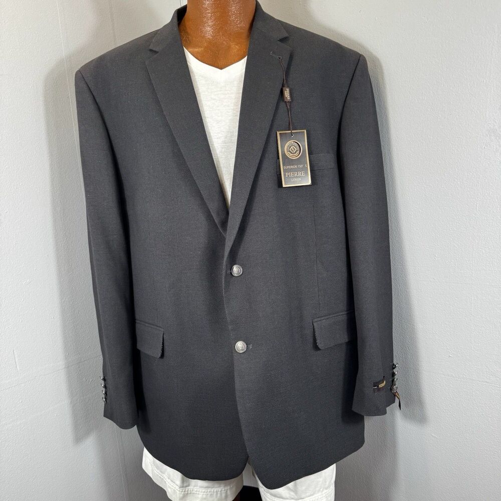 PIERRE LOREN Men's 48R Superior 150’s Suit Jacket Sport Blazer Classic Fit Grey